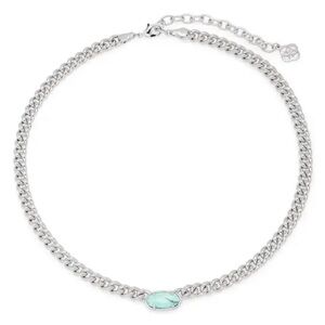 NWT Kendra Scott GRIER PENDANT NECKLACE IN RHODIUM SEA GREEN $80